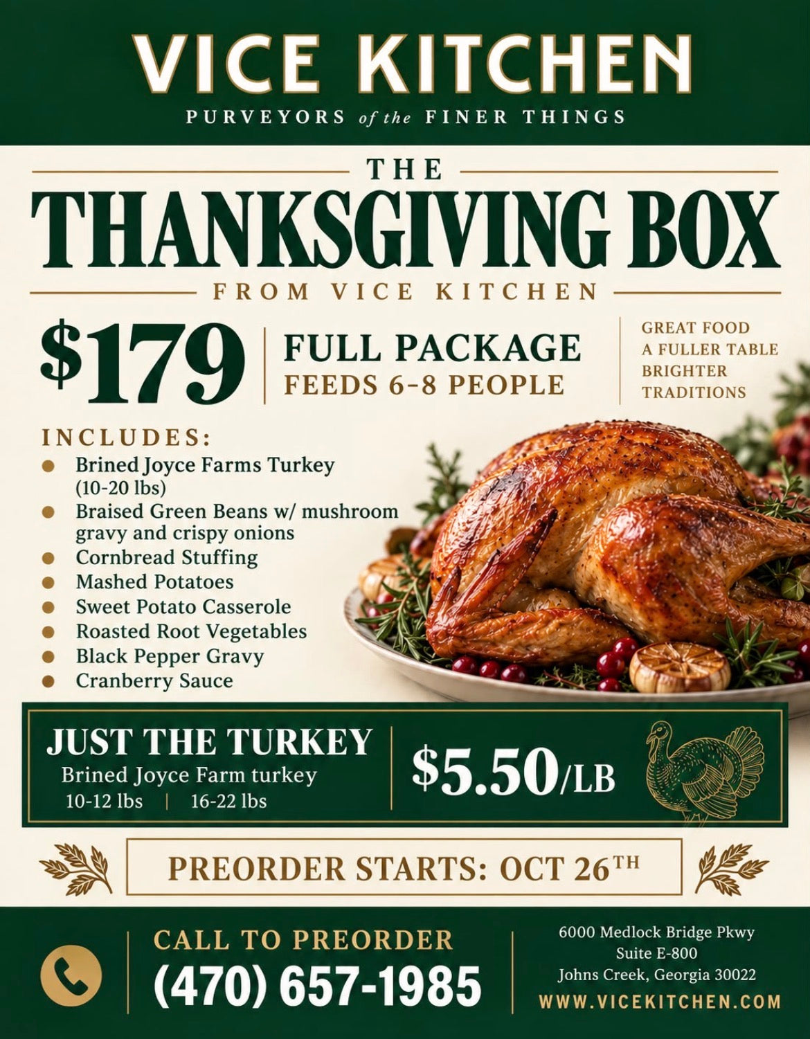 The Thanksgiving Box (whole package) - UNCOOKED turkey