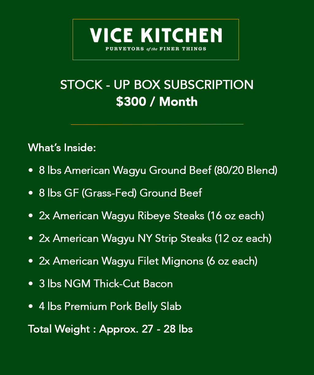 Vice Kitchen Subscription Stock Up Meat Box for $300