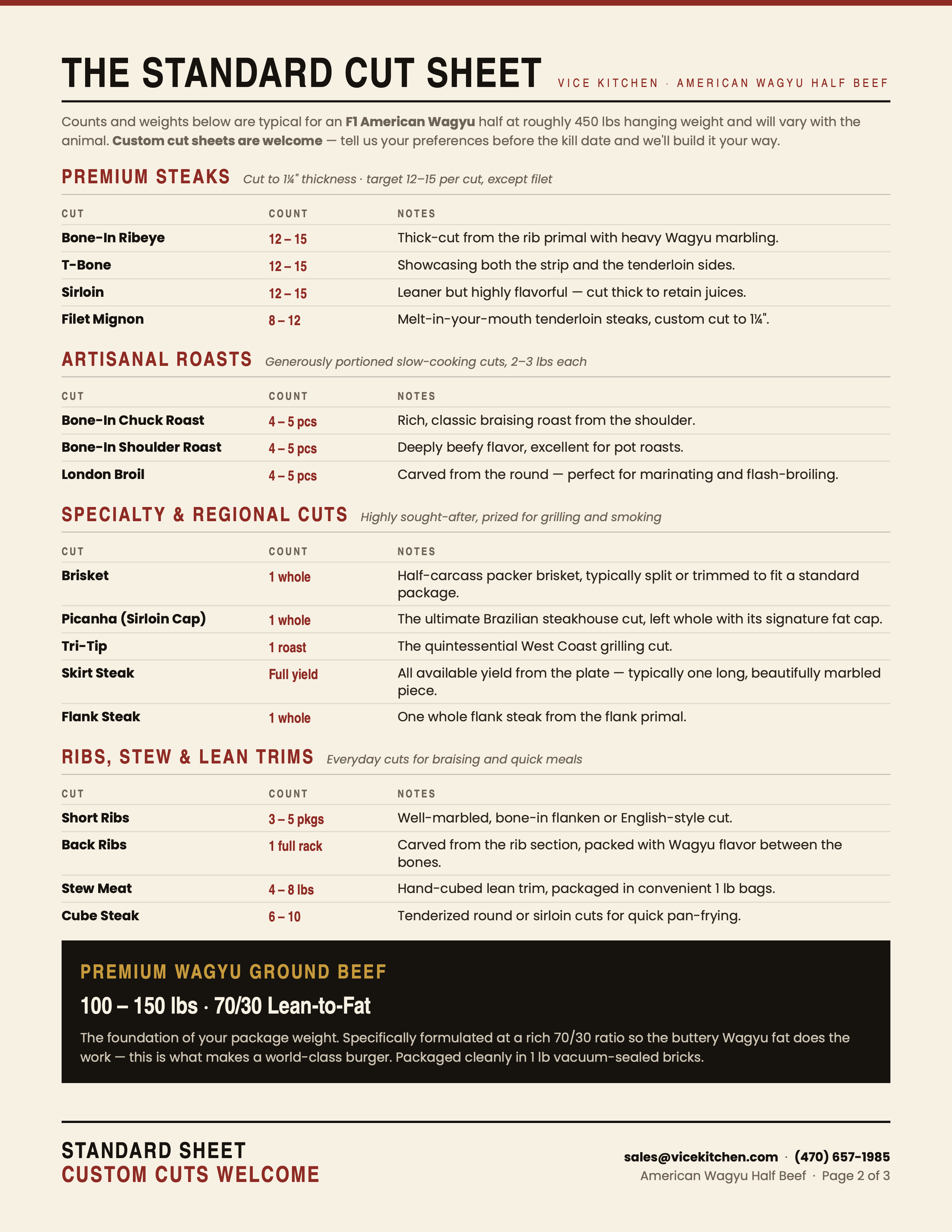 American Wagyu Half Cow — F1 Program, Premium Plus (Deposit)