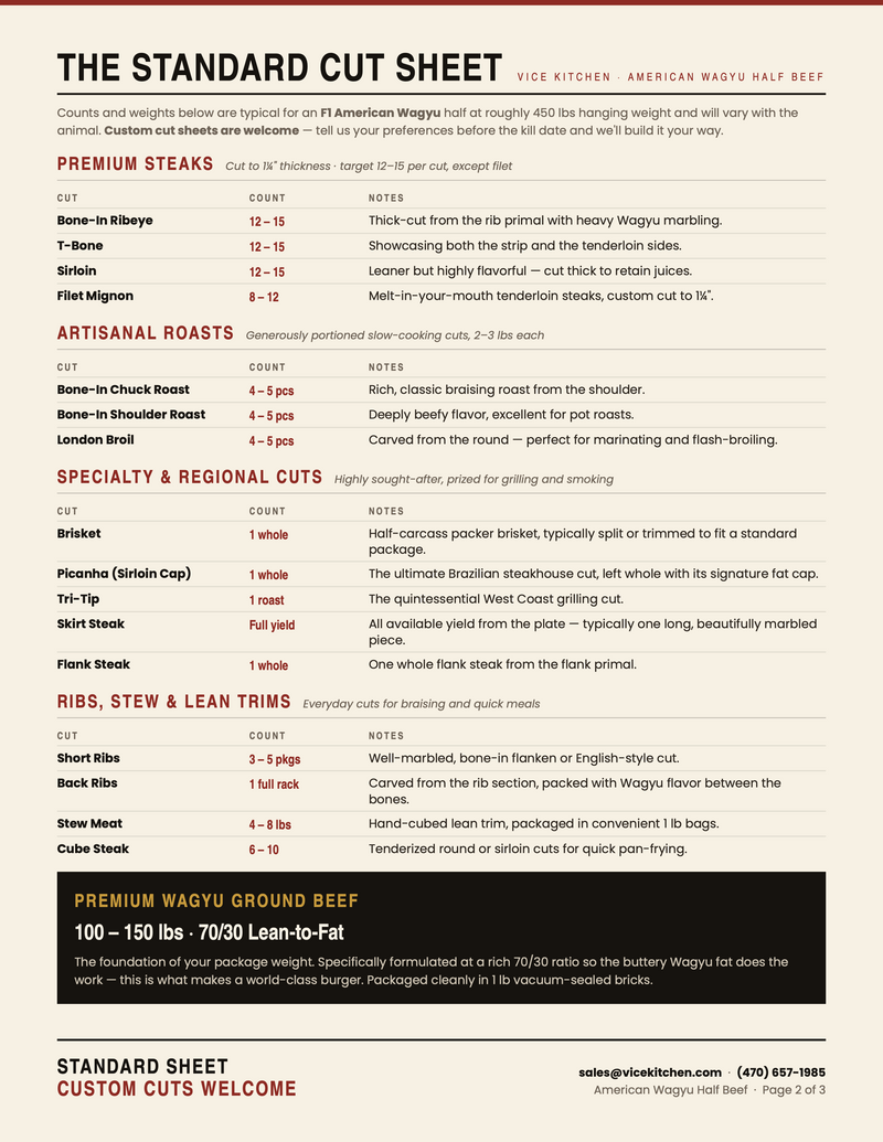 American Wagyu Half Cow — F1 Program, Premium Plus (Deposit)
